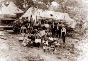 Miners at the tent camp.   1912 Photographer unknown
