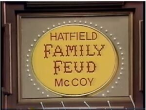 The Family Feud opening shot of the Hatfield and McCoy viewing in 1979