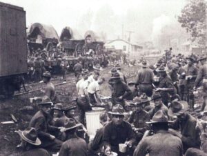 Troops camped at Blair during the mine war to force the surrender of miners
