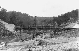 Jenkins Dam Construction July 31, 1912.  The photographer is unknown.
