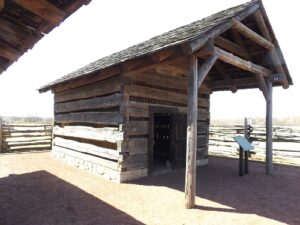Photograph of the Atwill Corn Crib was taken by Joanna Adams Sergent on March 20, 2022, Discovery Park of America, Heritage Park, Union City, Tennessee.