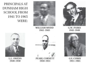 The Principals of Dunham High School from 1941-1965.   Photograph provided in  the Mountain Eagle by Carolyn Rodgers. 