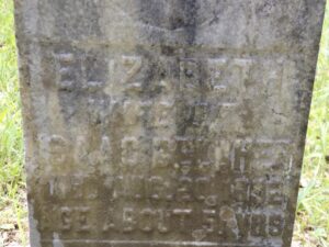 The Tombstone of Elizabeth Potter Belcher.   The photograph was taken on the "Murder Man's Cemetery" by Joanna Adams Sergent.