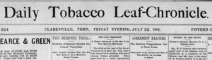 The Headline part of the Daily Tobacco Leaf Chronicle 1892