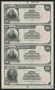 This was legal tender of the national currency of the United States in 1912,  This is a ten dollar bill for the First National Bank of Jenkins, Kentucky dated January 29, 1912.   President William McKinley is who is on the ten dollar bills and Hugh McCulloch is on the twenty dollar bill.  The bills were found and donated by David Sergent of Kentucky Tennessee Living.