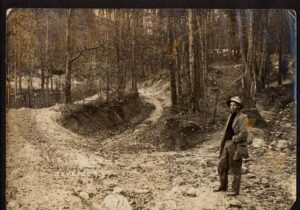 Charles A Johnson standing at the site of the Killing Rock at Pound Gap, Virginia